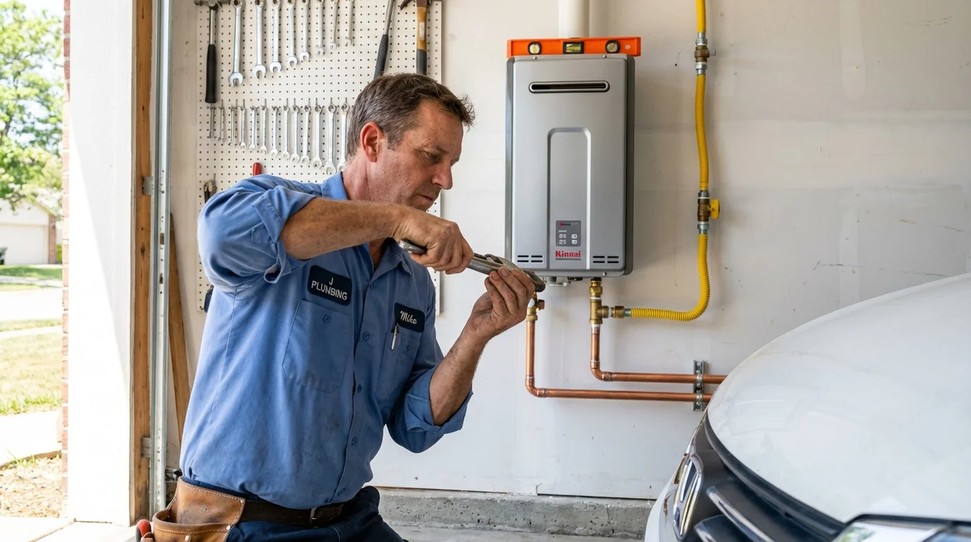 Tankless water heater installation by a Johns Plumbing LLC plumber in Eagle Butte